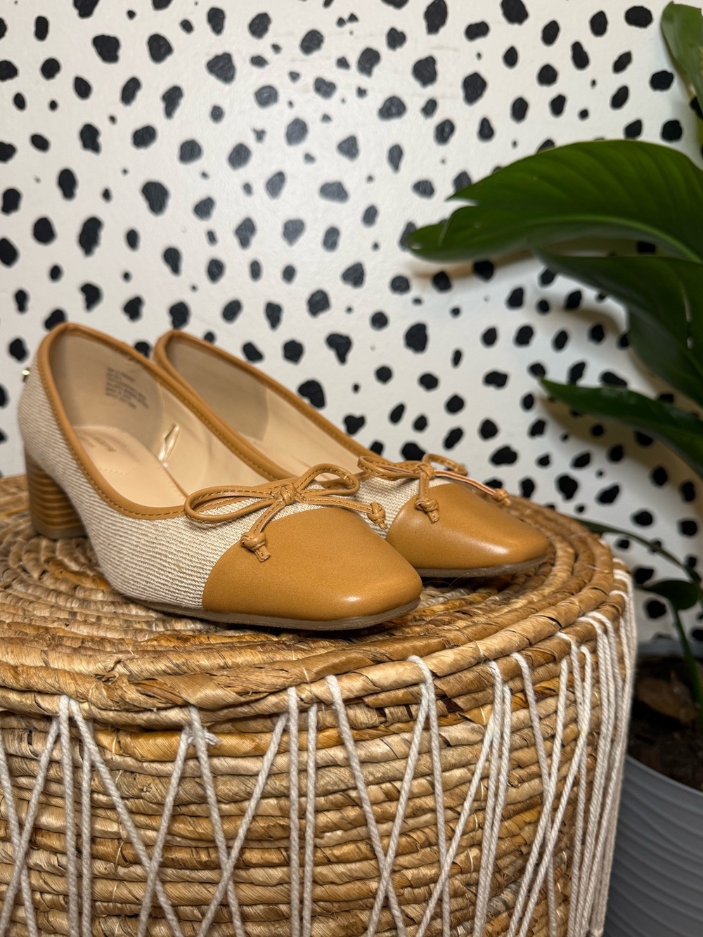 Liz Claiborne LC Fredson Bow Ballet Flat Block Heel